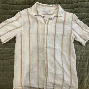 Zara Striped Jacquard Shirt Men’s Medium Ouster White